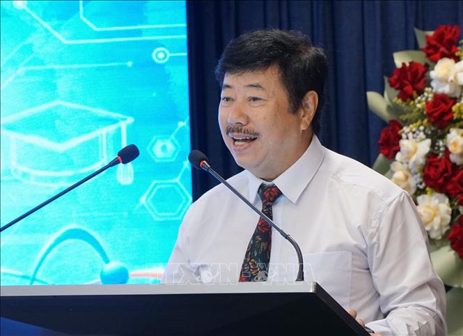Tiến sỹ Trần Dương Đạo, Viện trưởng Viện Khoa học Thiết bị và Giáo dục Việt Nam, phát biểu tại Hội thảo. Ảnh: Quốc Dũng - TTXVN