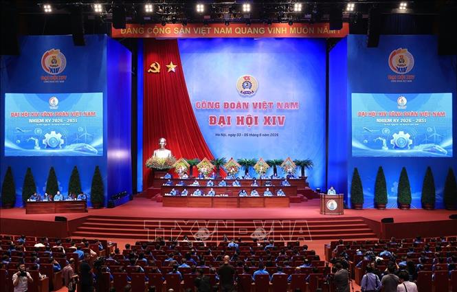 Phiên thứ tư Đại hội Công đoàn Việt Nam lần thứ XIV chiều 4/6. Ảnh: Tuấn Anh - TTXVN