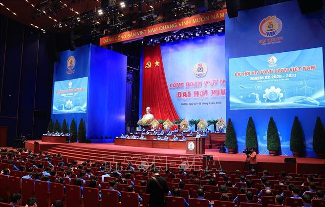 Phiên thứ tư Đại hội Công đoàn Việt Nam lần thứ XIV. Ảnh: Tuấn Anh - TTXVN