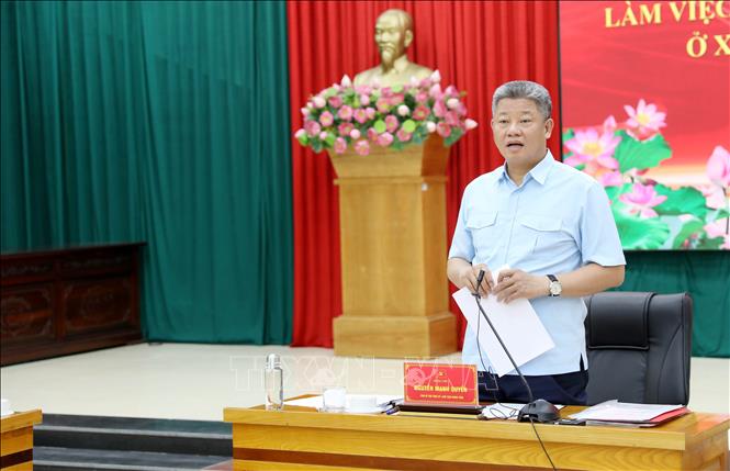 Chủ tịch UBND tỉnh Hưng Yên Nguyễn Mạnh Quyền phát biểu tai hội nghị. Ảnh: Thế Duyệt – TTXVN
