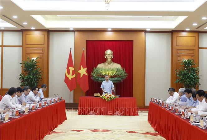 Tổng Bí thư, Chủ tịch nước Tô Lâm chủ trì cuộc làm việc về Đề án đổi mới mô hình phát triển đất nước. Ảnh: Thống Nhất – TTXVN