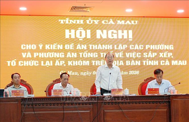 Bí thư Tỉnh ủy Cà Mau Nguyễn Hồ Hải phát biểu tại Hội nghị. Ảnh: Trung Hiếu - TTXVN