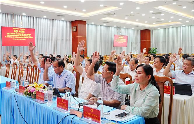 Các đại biểu biểu quyết thông qua Đề án. Ảnh: Trung Hiếu - TTXVN