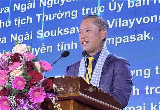 Ngài Vei Samnag Tỉnh trưởng tỉnh Takeo, Campuchia phát biểu. Ảnh: Thanh Sang - TTXVN
