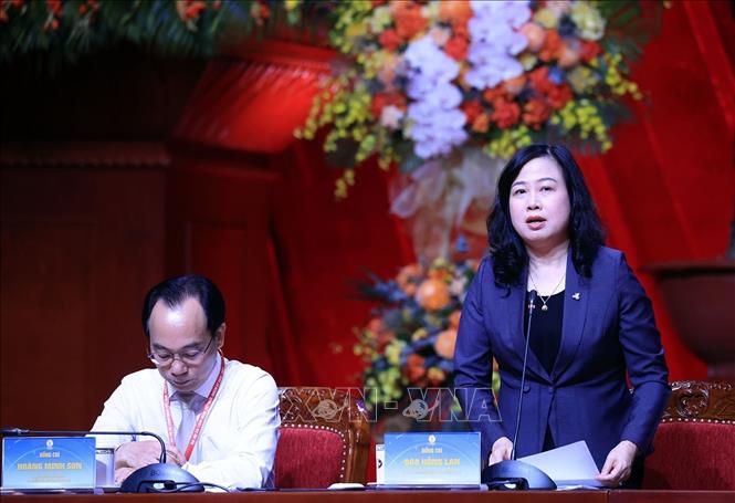 Bộ trưởng Bộ Y tế Đào Hồng Lan phát biểu. Ảnh: Tuấn Anh - TTXVN