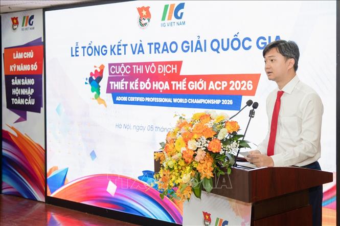 Đồng chí Nguyễn Minh Triết, Bí thư Thường trực Trung ương Đoàn TNCS Hồ Chí Minh phát biểu. Ảnh: Minh Đức – TTXVN