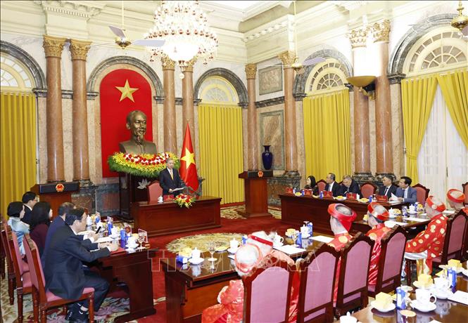 Tổng Bí thư, Chủ tịch nước Tô Lâm phát biểu tại buổi gặp mặt. Ảnh: Thống Nhất – TTXVN