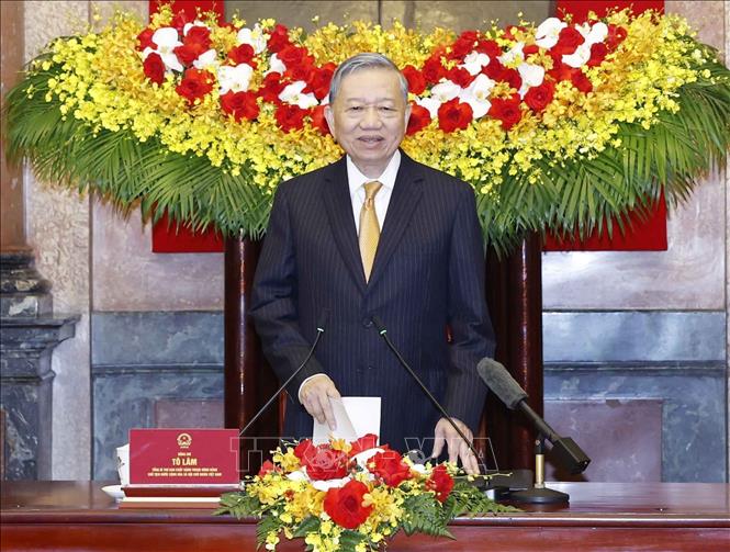 Tổng Bí thư, Chủ tịch nước Tô Lâm phát biểu tại buổi gặp mặt người cao tuổi tiêu biểu toàn quốc. Ảnh: Thống Nhất – TTXVN