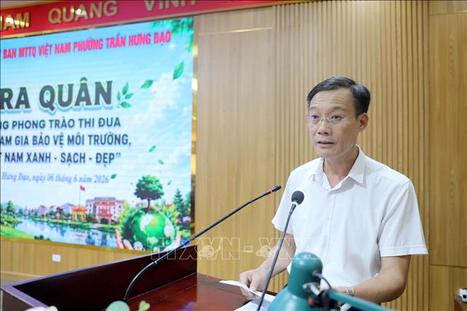 Bí thư Đảng ủy phường Trần Hưng Đạo (Hưng Yên) Nguyễn Hải Trường phát động phong trào 
