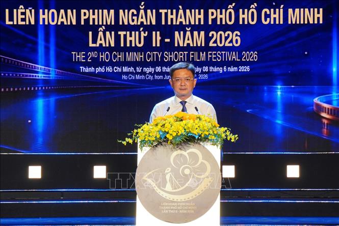 Ông Nguyễn Mạnh Cường, Phó Chủ tịch UBND TP. Hồ Chí Minh phát biểu tại Liên hoan phim ngắn TP. Hồ Chí Minh lần thứ II năm 2026. Ảnh: Trung Tuyến - TTXVN