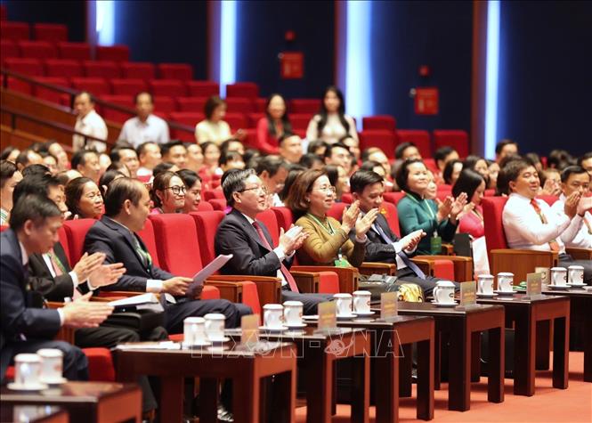 Các đại biểu tham dự Phiên thứ nhất Đại hội đại biểu toàn quốc Hội Nông dân Việt Nam lần thứ IX. Ảnh: Hoàng Hiếu - TTXVN