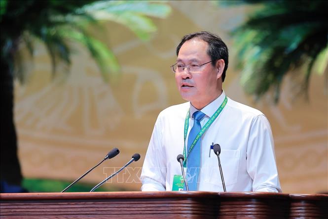 Ông Nguyễn Thành Trung, Trưởng Ban Bầu cử công bố kết quả bầu Ban Chấp hành Trung ương Hội Nông dân Việt Nam khoá IX, nhiệm kỳ 2026 - 2031. Ảnh: Lê Đông - TTXVN