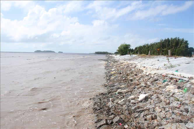 Nhờ sự quan tâm, hỗ trợ của Trung ương, tỉnh Cà Mau đã xây dựng các tuyến đê kè đê biển Tây để đảm bảo đời sống, sinh hoạt của người dân. Ảnh: Chanh Đa-TTXVN