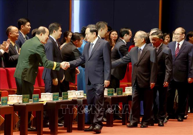 Chủ tịch Quốc hội Trần Thanh Mẫn cùng các đại biểu dự khai mạc Đại hội. Ảnh: Phương Hoa - TTXVN