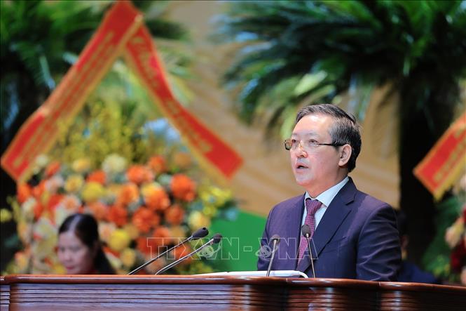 Đồng chí Lương Quốc Đoàn, Uỷ viên Ban Chấp hành Trung ương Đảng, Chủ tịch Ban Chấp hành Trưng ương Hội Nông dân Việt Nam phát biểu khai mạc Đại hội. Ảnh: Lê Đông - TTXVN