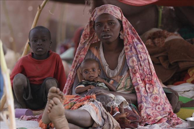 Bà mẹ và trẻ em tại trại tị nạn ở El Fasher, Bắc Darfur, Sudan. Ảnh: THX/TTXVN