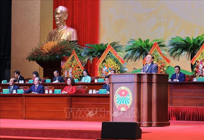 Đồng chí Trần Cẩm Tú, Uỷ viên Bộ Chính trị, Thường trực Ban Bí thư phát biểu chỉ đạo. Ảnh: Hoàng Hiếu - TTXVN