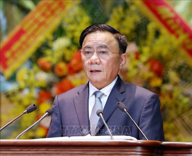 Đồng chí Trần Cẩm Tú, Uỷ viên Bộ Chính trị, Thường trực Ban Bí thư phát biểu chỉ đạo Đại hội. Ảnh: Phương Hoa - TTXVN