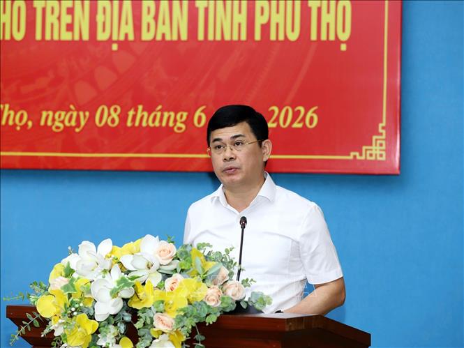 Giám đốc Sở Nội Vụ tỉnh Phú Thọ Trần Việt Cường phát biểu tại Hội nghị. Ảnh: Thu Hương – TTXVN