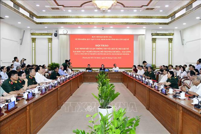 Hội thảo về xác minh, kết luận thông tin về liệt sĩ, mộ liệt sĩ tại khu vực Nghĩa trang Đô Thành (Chí Hòa - Sài Gòn). Ảnh: Xuân Khu - TTXVN