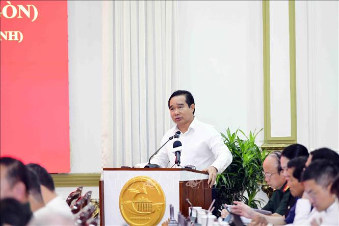 Ông Nguyễn Văn Được, Chủ tịch UBND Thành phố Hồ Chí Minh đồng chủ trì Hội thảo. Ảnh: Xuân Khu - TTXVN
