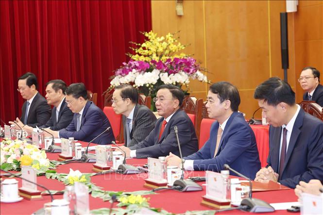 Đồng chí Trần Cẩm Tú, Uỷ viên Bộ Chính trị, Thường trực Ban Bí thư phát biểu tại buổi tiếp Trưởng đoàn các chính đảng các nước ASEAN. Ảnh: Phương Hoa - TTXVN