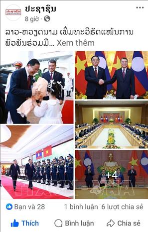 Bài đăng trên trang Facebock chính thức của Báo Pasaxon. Ảnh: TTXVN