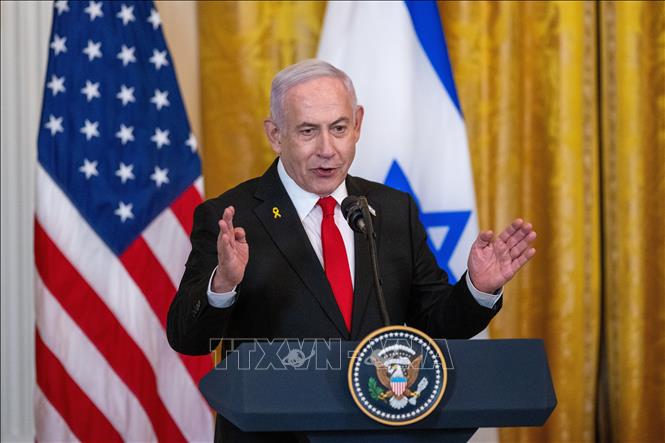 Thủ tướng Israel Benjamin Netanyahu trong cuộc họp báo nhân một chuyến thăm Nhà Trắng (Mỹ). Ảnh: THX/TTXVN 
