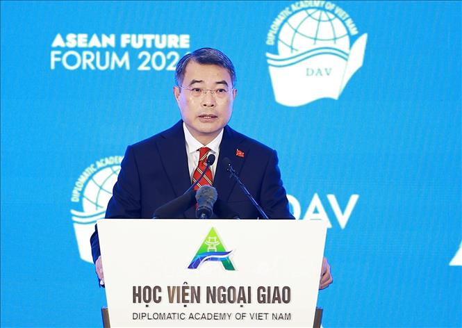 Thủ tướng Lê Minh Hưng phát biểu tại Phiên khai mạc Diễn đàn Tương lai ASEAN lần thứ ba. Ảnh: Dương Giang – TTXVN

