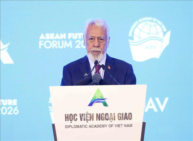 Thủ tướng Timor-Leste Xanana Gusmão phát biểu tại Phiên khai mạc Diễn đàn Tương lai ASEAN lần thứ ba. Ảnh: An Đăng – TTXVN
 