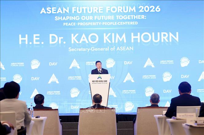  Tổng Thư ký ASEAN Kao Kim Hourn phát biểu. Ảnh: An Đăng - TTXVN