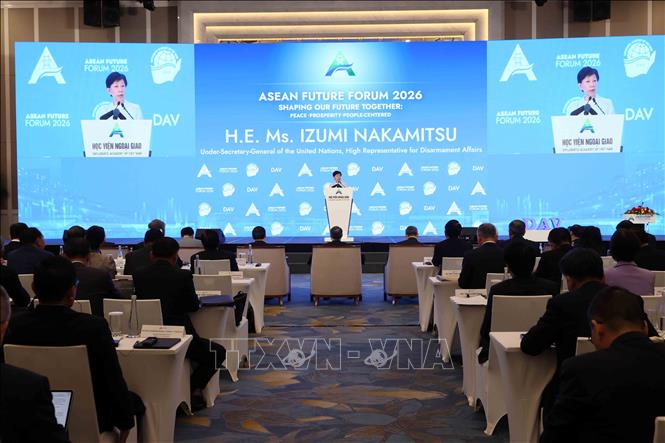 Phó Tổng Thư ký Liên hợp quốc Izumi Nakamitsu phát biểu. Ảnh: An Đăng - TTXVN