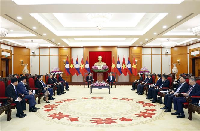 Tổng Bí thư, Chủ tịch nước Tô Lâm tiếp Thủ tướng Lào Sonexay Siphandone. Ảnh: Thống Nhất – TTXVN