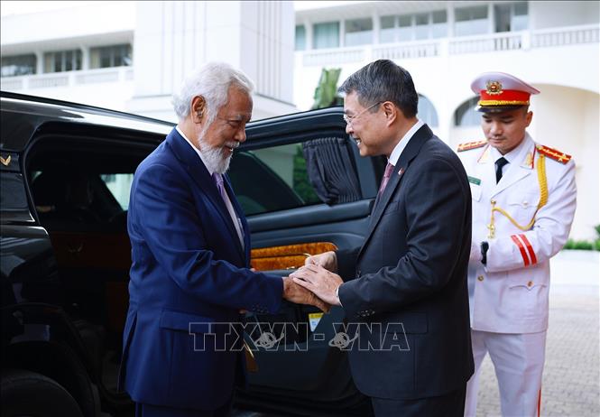 Thủ tướng Lê Minh Hưng đón Thủ tướng Timor-Leste Kay Rala Xanana Gusmão. Ảnh: Dương Giang – TTXVN
