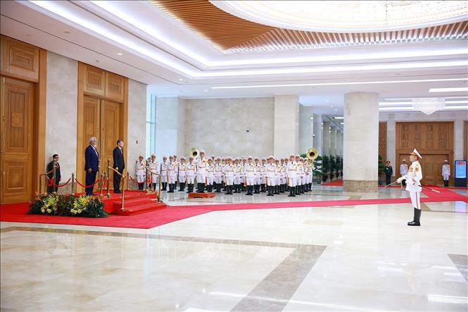 Lễ đón Thủ tướng Timor-Leste Kay Rala Xanana Gusmão tại Trụ sở Chính phủ. Ảnh: Dương Giang – TTXVN
