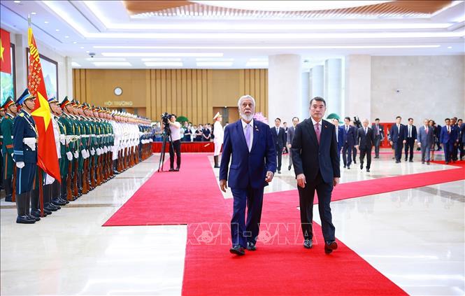 Thủ tướng Lê Minh Hưng đón Thủ tướng Timor-Leste Kay Rala Xanana Gusmão. Ảnh: Dương Giang – TTXVN
