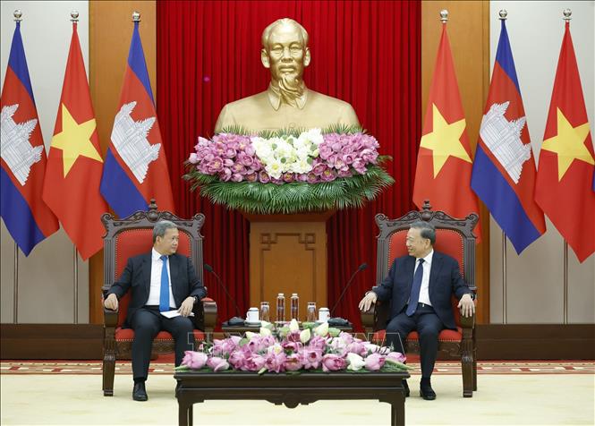 Tổng Bí thư, Chủ tịch nước Tô Lâm tiếp Thủ tướng Campuchia Hun Manet. Ảnh: Thống Nhất – TTXVN
