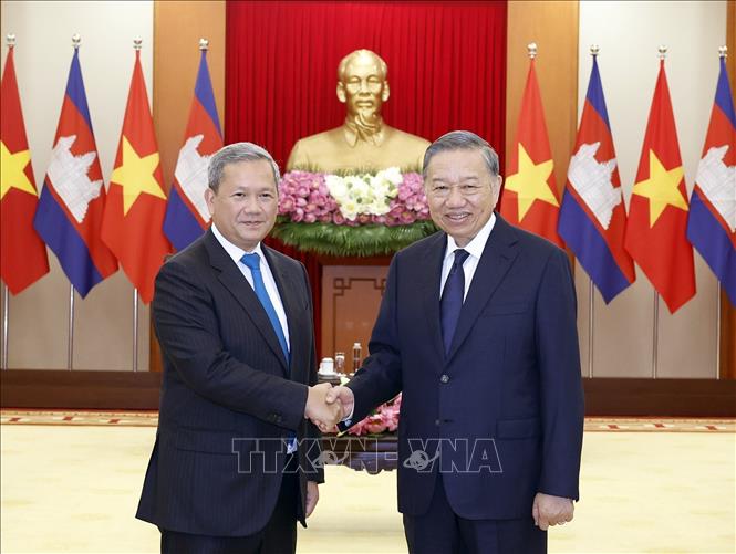 Tổng Bí thư, Chủ tịch nước Tô Lâm tiếp Thủ tướng Campuchia Hun Manet. Ảnh: Thống Nhất – TTXVN