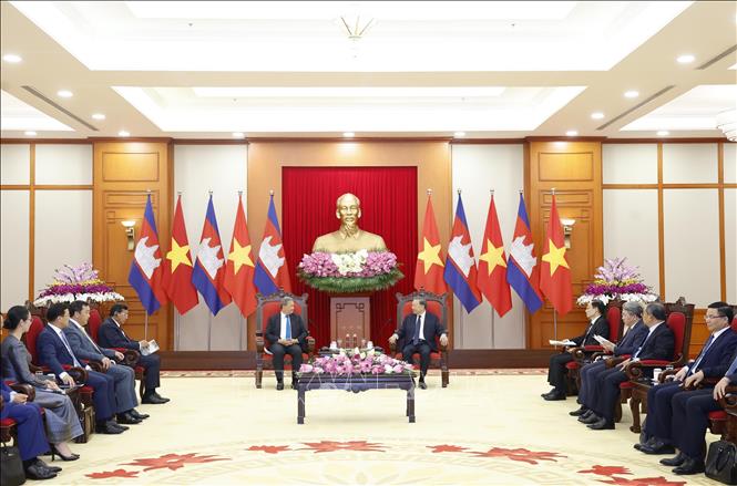 Tổng Bí thư, Chủ tịch nước Tô Lâm tiếp Thủ tướng Campuchia Hun Manet. Ảnh: Thống Nhất – TTXVN