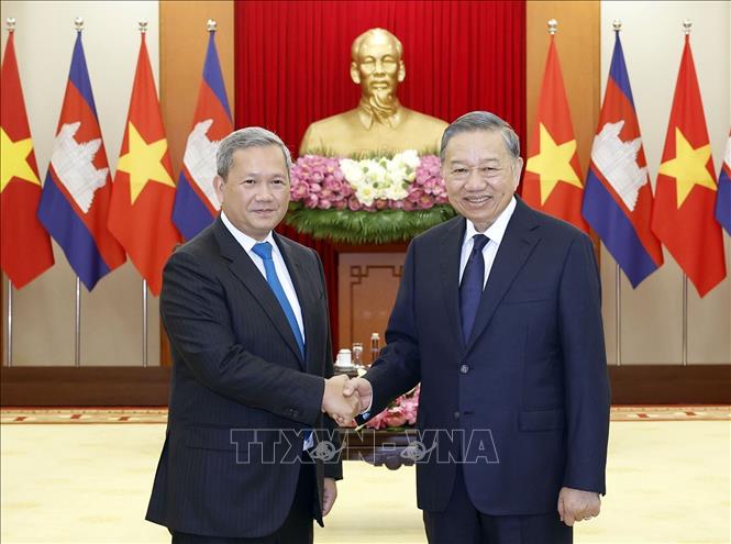 Tổng Bí thư, Chủ tịch nước Tô Lâm tiếp Thủ tướng Campuchia Hun Manet. Ảnh: Thống Nhất – TTXVN