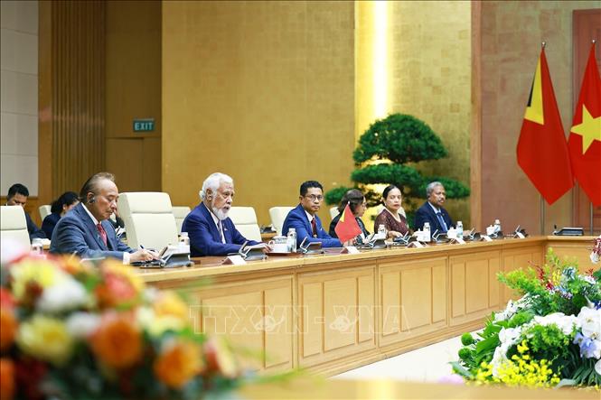 Thủ tướng Timor-Leste Kay Rala Xanana Gusmão phát biểu tại cuộc hội đàm với Thủ tướng Lê Minh Hưng. Ảnh: Dương Giang – TTXVN
