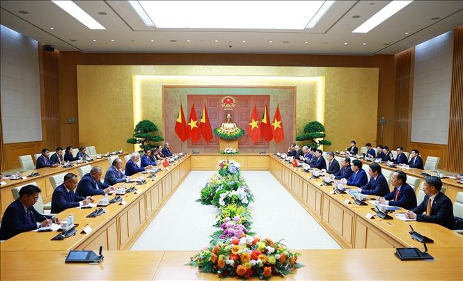 Thủ tướng Lê Minh Hưng hội đàm với Thủ tướng Timor-Leste Kay Rala Xanana Gusmão. Ảnh: Dương Giang – TTXVN