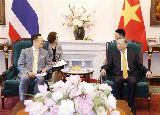 Tổng Bí thư, Chủ tịch nước Tô Lâm tiếp Thủ tướng Thái Lan Anutin Charnvirakul. Ảnh: Thống Nhất – TTXVN