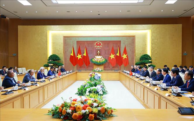 Thủ tướng Lê Minh Hưng hội đàm với Thủ tướng Timor-Leste Kay Rala Xanana Gusmão. Ảnh: Dương Giang – TTXVN