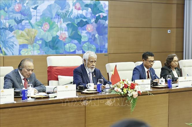 Thủ tướng Timor-Leste Kay Rala Xanana Gusmão phát biểu tại cuộc hội kiến Chủ tịch Quốc hội Trần Thanh Mẫn. Ảnh: Doãn Tấn - TTXVN