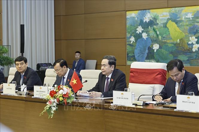 Chủ tịch Quốc hội Trần Thanh Mẫn phát biểu tại cuộc hội kiến Thủ tướng Timor-Leste Kay Rala Xanana Gusmão. Ảnh: Doãn Tấn - TTXVN