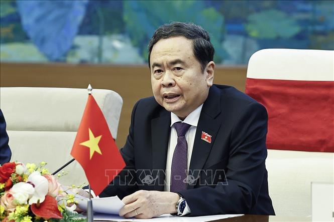 Chủ tịch Quốc hội Trần Thanh Mẫn phát biểu tại cuộc hội kiến Thủ tướng Timor-Leste Kay Rala Xanana Gusmão. Ảnh: Doãn Tấn - TTXVN