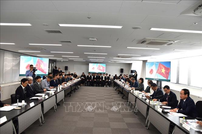 Toàn cảnh buổi làm việc của Phó Thủ tướng Lê Tiến Châu tại Đại học Shibaura. Ảnh: Xuân Giao - Pv TTXVN tại Nhật Bản