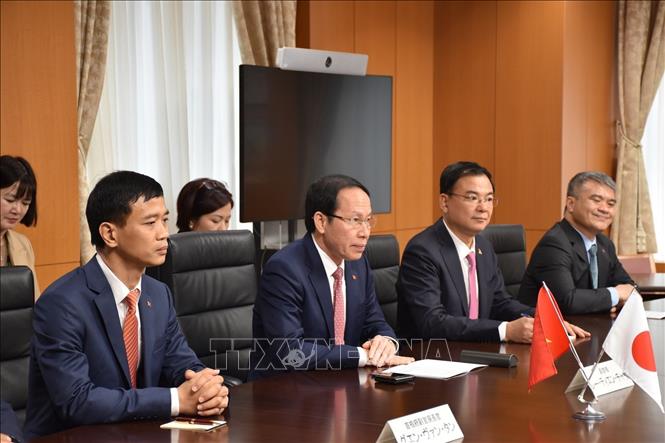Phó Thủ tướng Lê Tiến Châu tại buổi tiếp lãnh đạo Bộ trưởng Matsumoto Yohei. Ảnh: Nguyễn Tuyến - Pv TTXVN tại Nhật Bản 