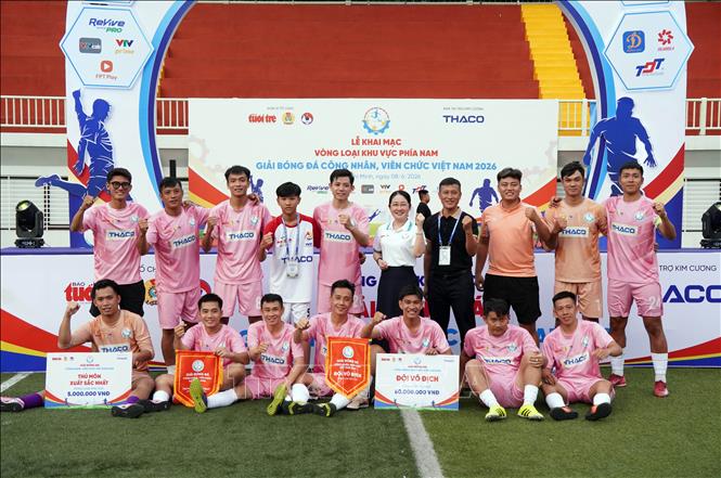 Công đoàn Thành Thắng Thăng Long TP. Hồ Chí Minh vô địch Vòng loại khu vực phía Nam Giải Bóng đá công nhân, viên chức Việt Nam 2026. Ảnh: Trung Tuyến - TTXVN